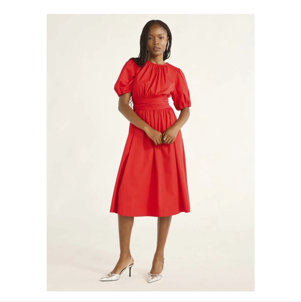Free Assembly Red Cotton Midi Dress, Size M